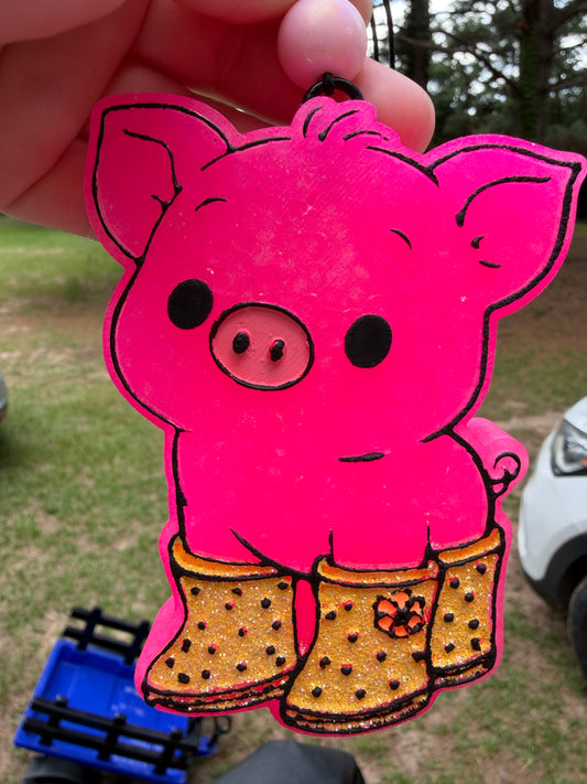 Pig w/Rain Boots Freshie