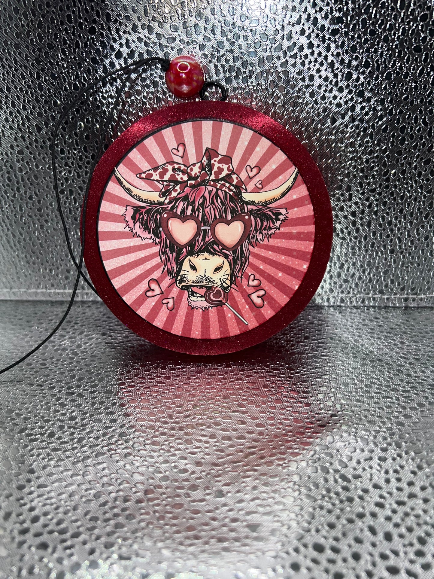 Valentine Cow Cardstock Car Freshie