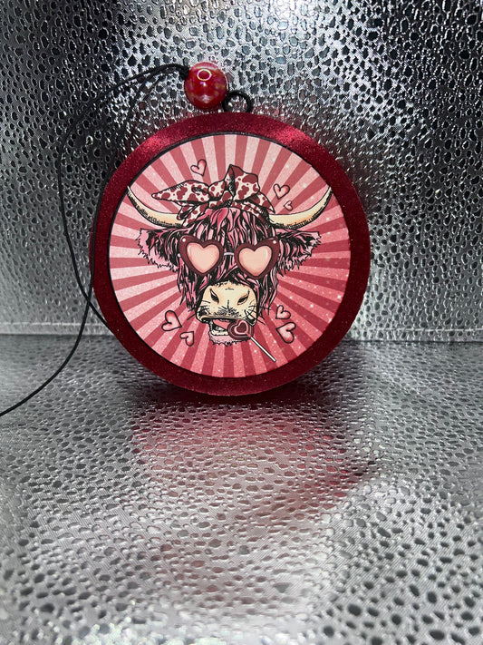 Valentine Cow Cardstock Car Freshie