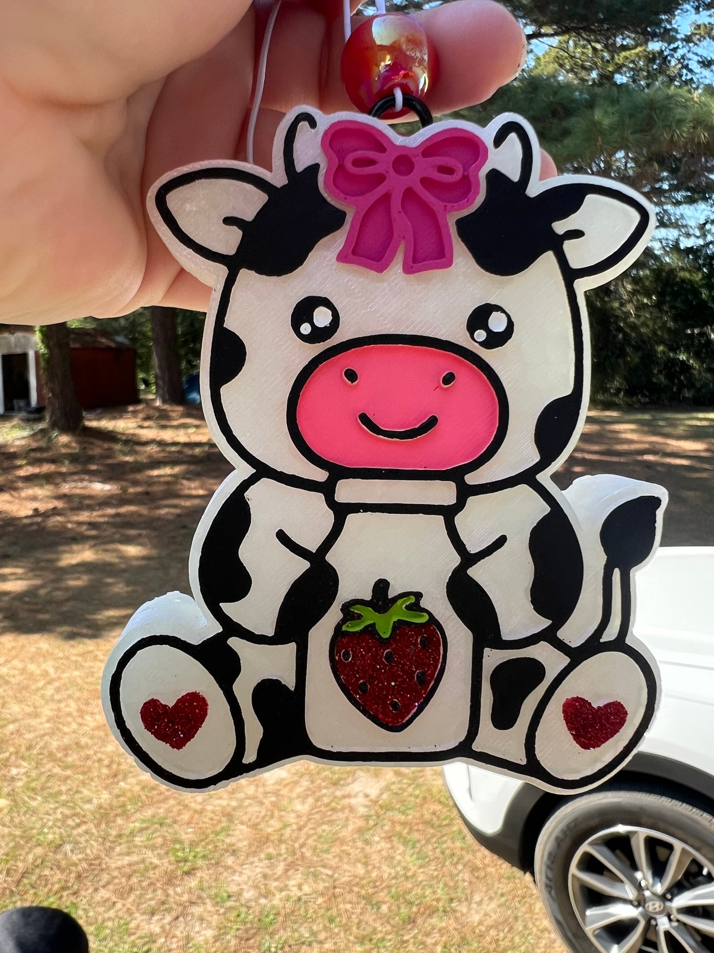 Cow w/Strawberry Car Freshie