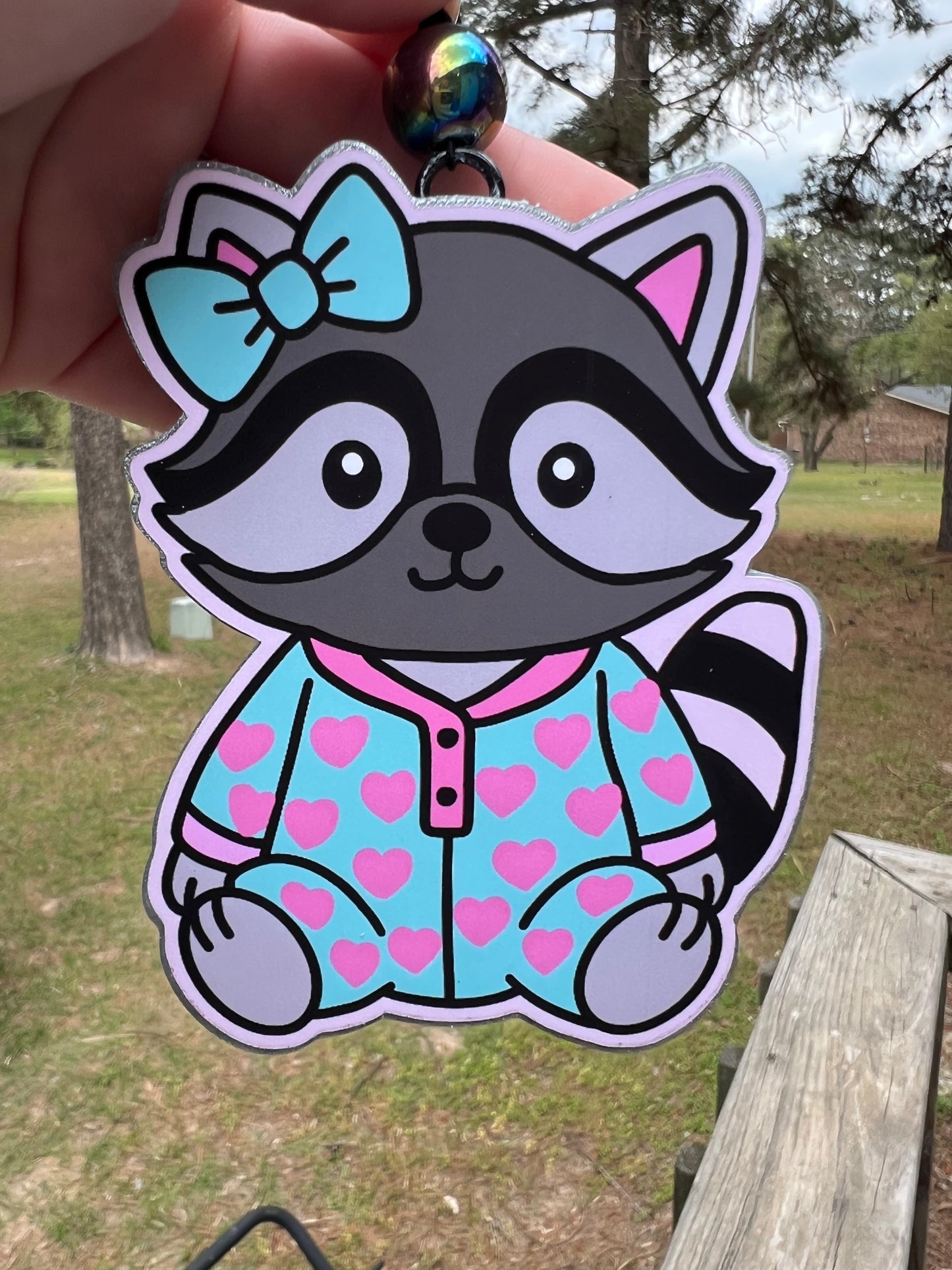 Raccoon in pjs Car Freshie