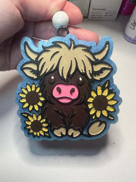 Cow w/flowers Car Freshie