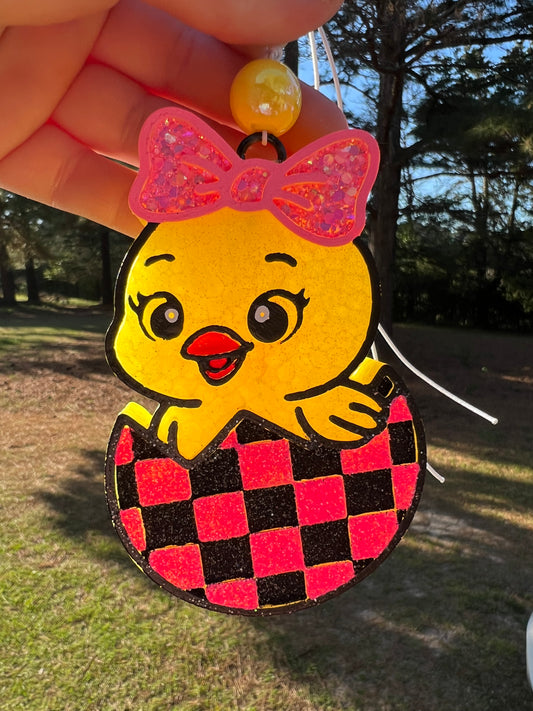 Checker Egg w/Chick Car Freshie