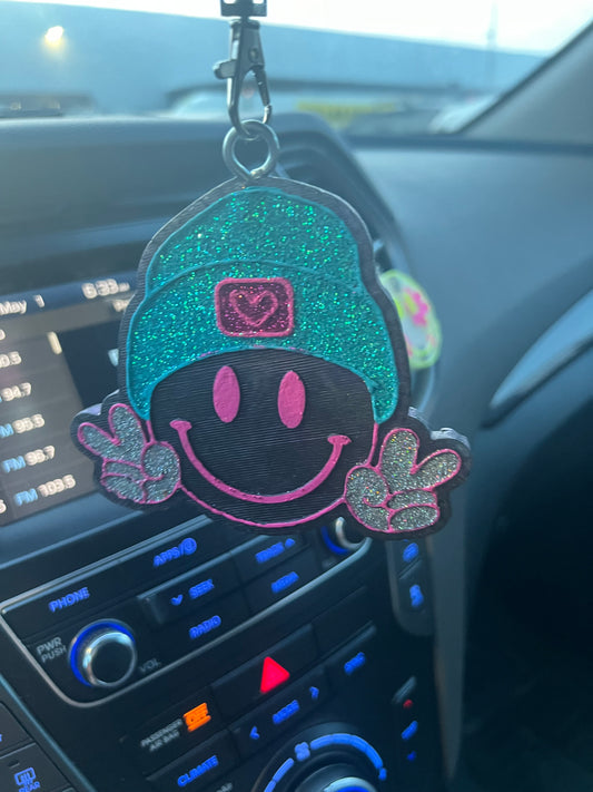 Smiley face w/Beanie Car Freshie